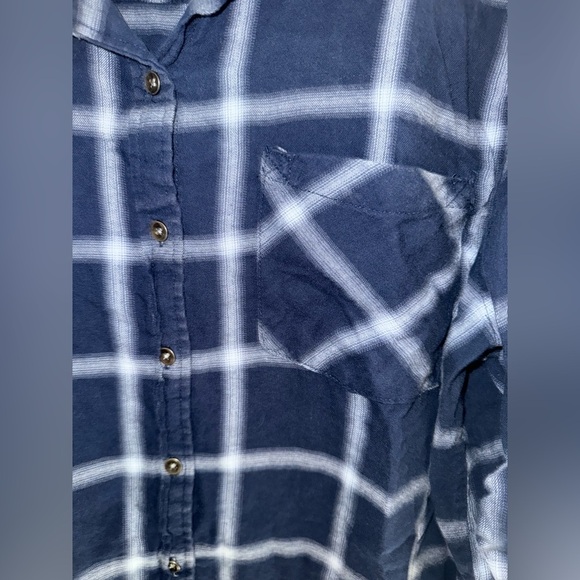 Vanilla Star Button Up Long Sleeve Plaid Flannel Womans SZ XXL Blue White Casual - Picture 4 of 10